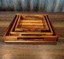 LOBBEY ACACIA WOOD STRIP TRAY SET OF 3 II WATER RESISTANT