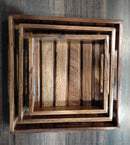 LOBBEY ACACIA WOOD STRIP TRAY SET OF 3 II WATER RESISTANT