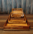 LOBBEY ACACIA WOOD STRIP TRAY SET OF 3 II WATER RESISTANT