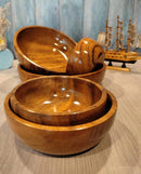 HANDYFINER 5 in 1 || Acacia Wooden Serving /Salad Bowls || Set of 5 Bowls || Food Grade || Water Resistant