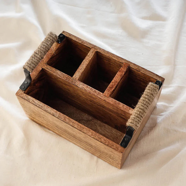 HANDYFINER Handcrafted Mango Wood Cutlery Stand