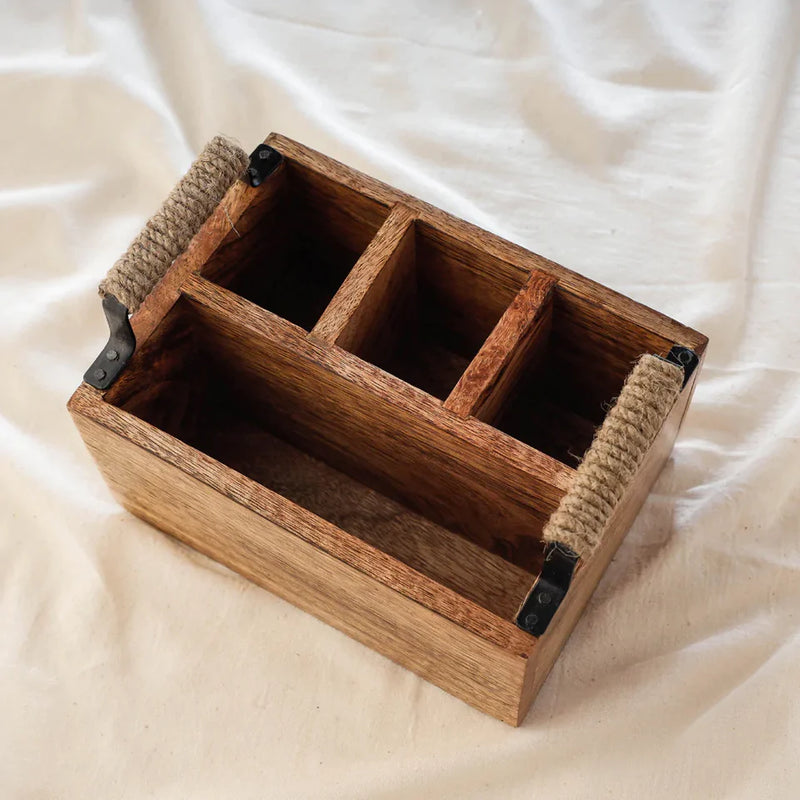 HANDYFINER Handcrafted Mango Wood Cutlery Stand