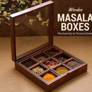 Multi-Utility Storage Containers and Spice Box With Spoon In Sheesham Wood -Masala box.