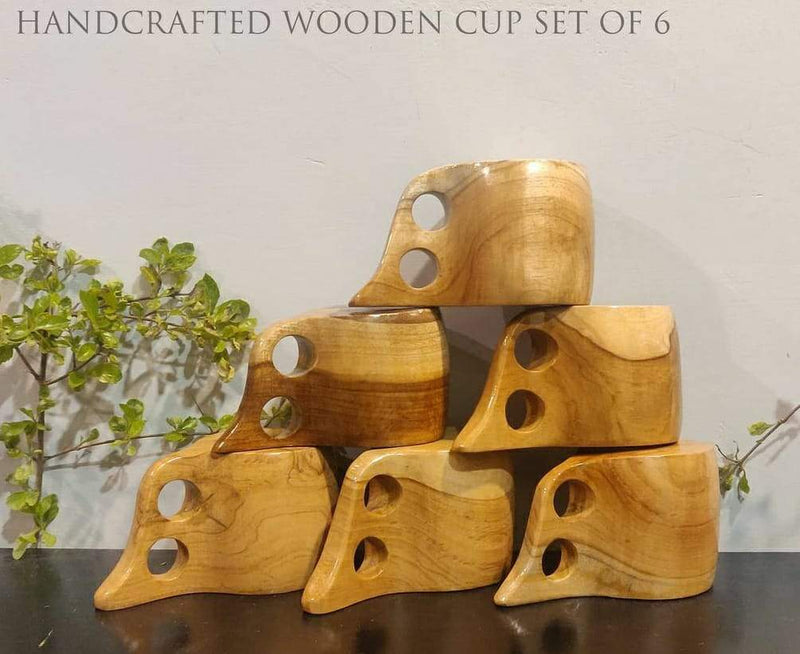 WOODEN ROYAL LOOK PREMIUM CUP || TEAK WOOD || SET OF 3/6