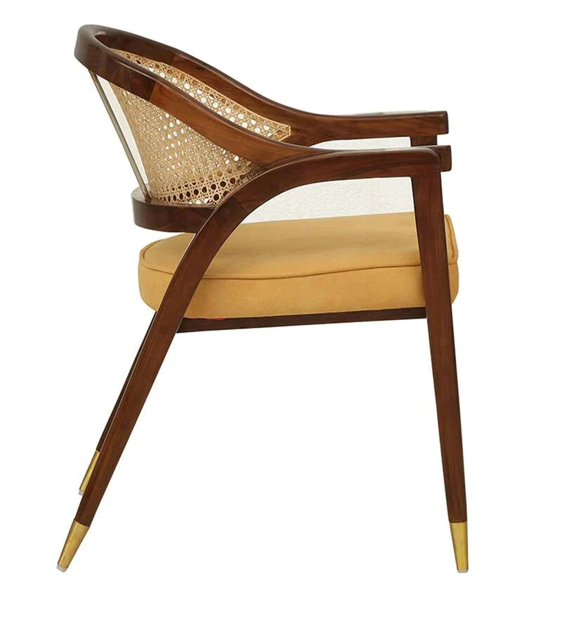 HANDYFINER Teak Wood Arm Chair In Walnut Finish II Wooden Chairs