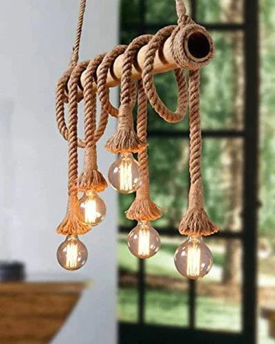 Pendant Hanging Lamps Bamboo Lighting (6-Light)